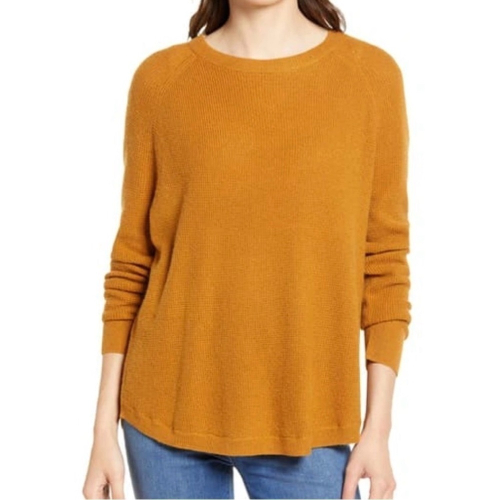 Madewell Women's Small Gold Orange Jane Waffle Knit Wool Blend Pullover Sweater